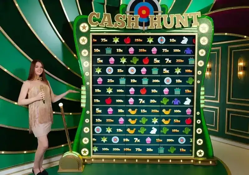 Cash Hunt Crazy Time — griglia di 108 bersagli con mirino per sparare