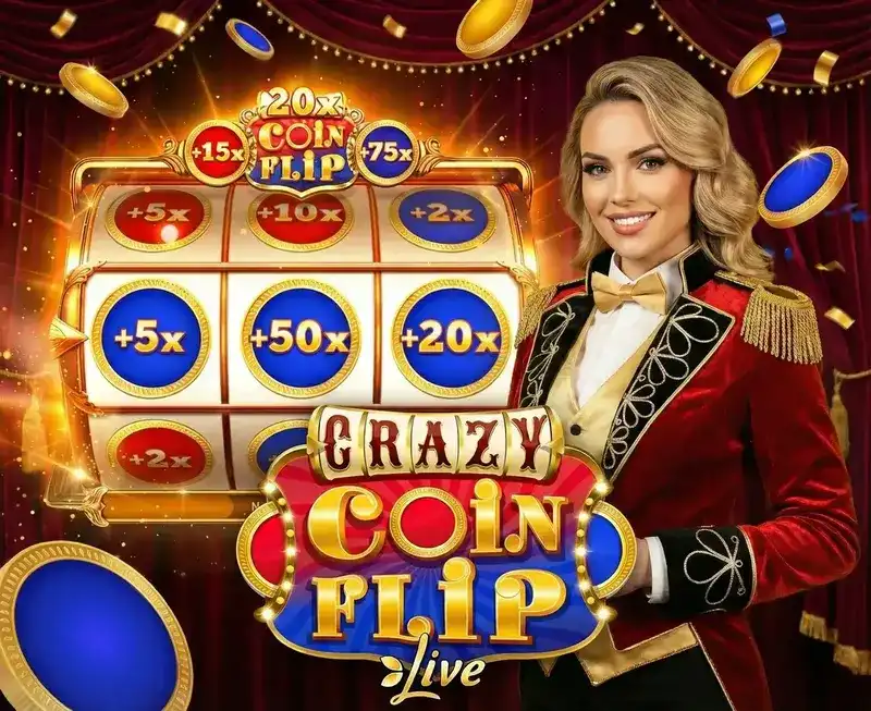 Coin Flip Crazy Time — moneta rosso vs blu con moltiplicatori